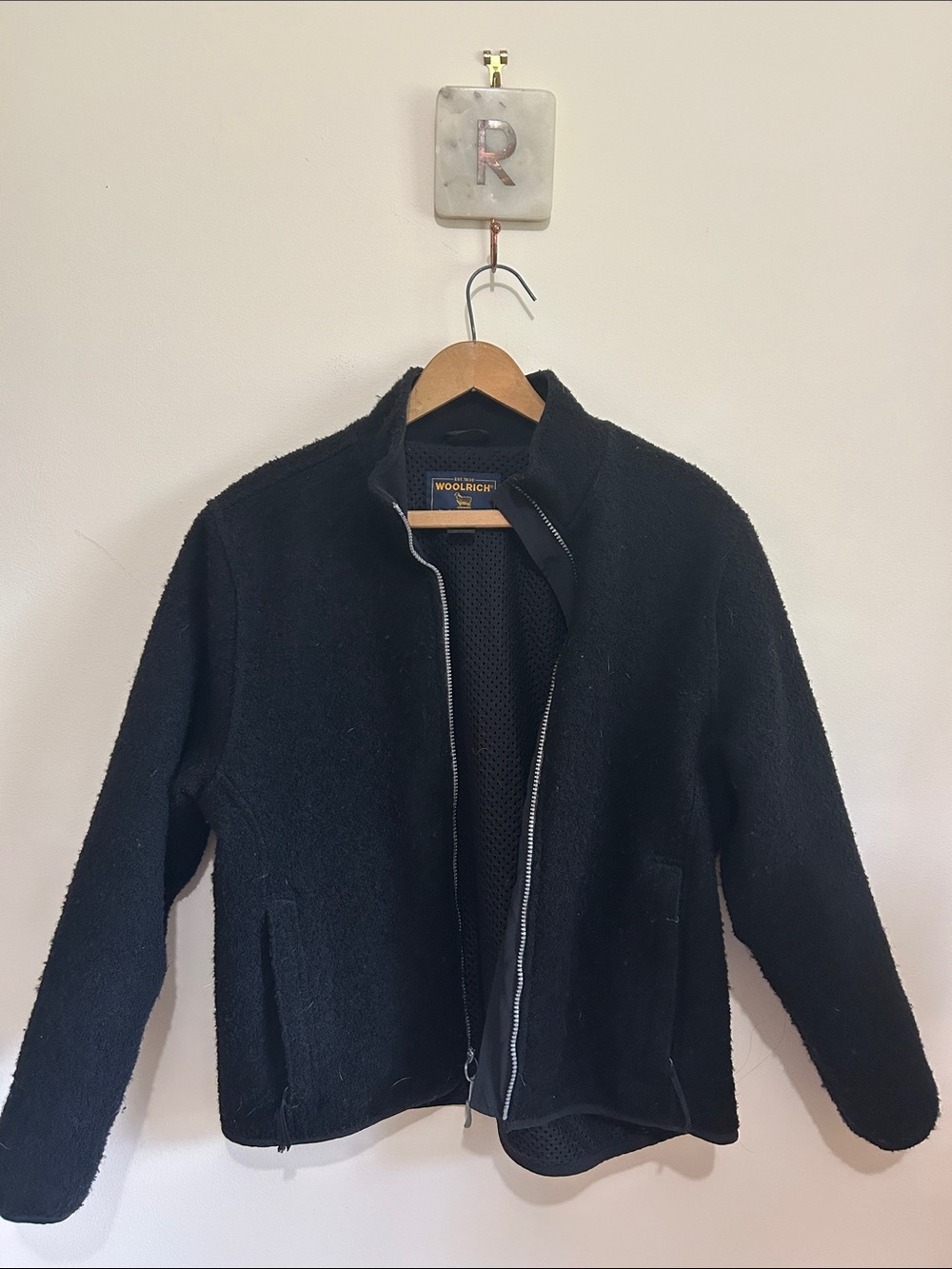 Woolrich women’s Black Zip-Front wool blend Jacket